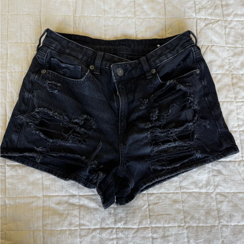 American Eagle Outfitters Black Distressed Jean Shorts